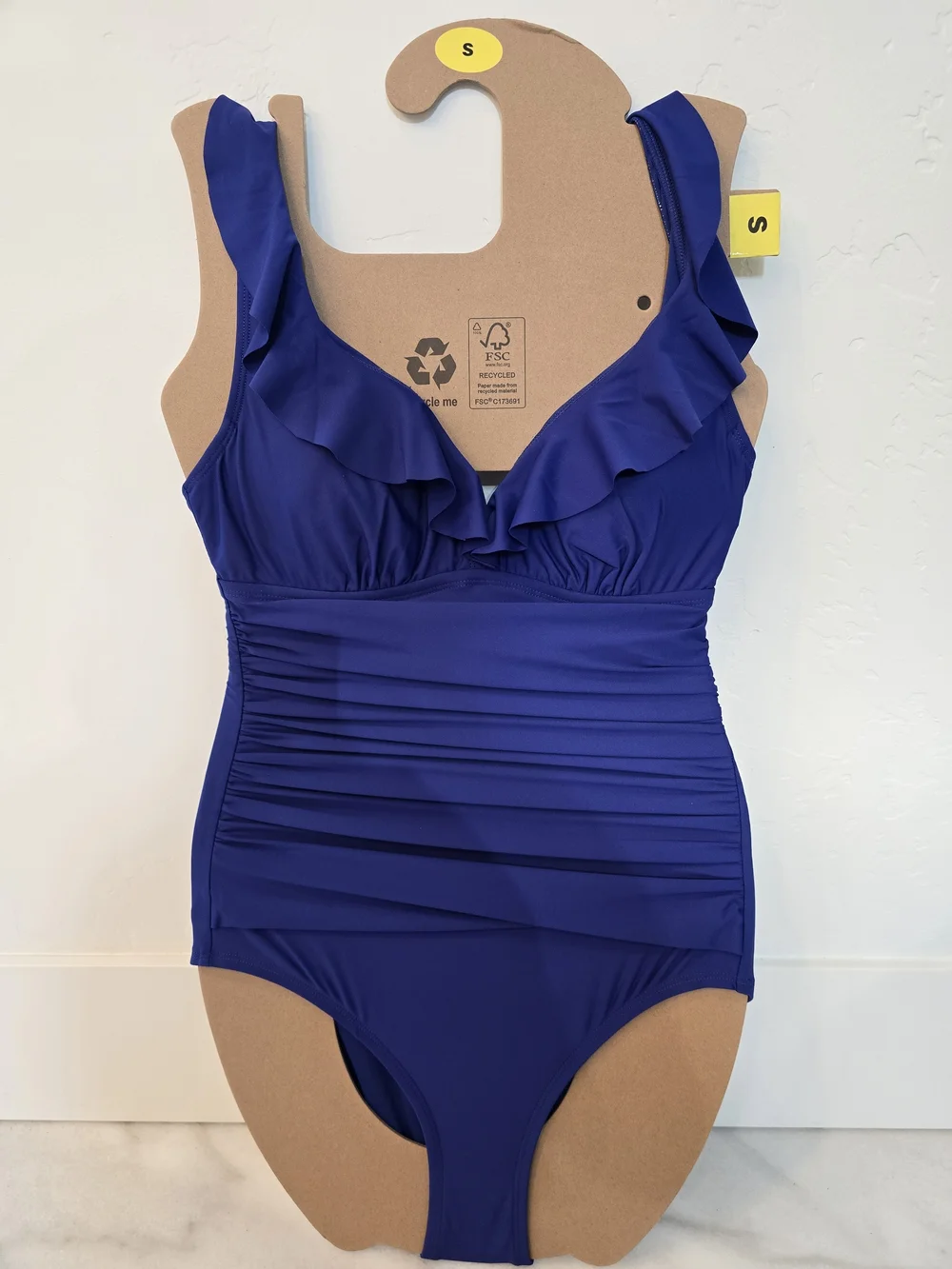 Dkny Classic Ruffle One-Piece Swimsuit in Royal Blue - Womens - Picture 1 of 2